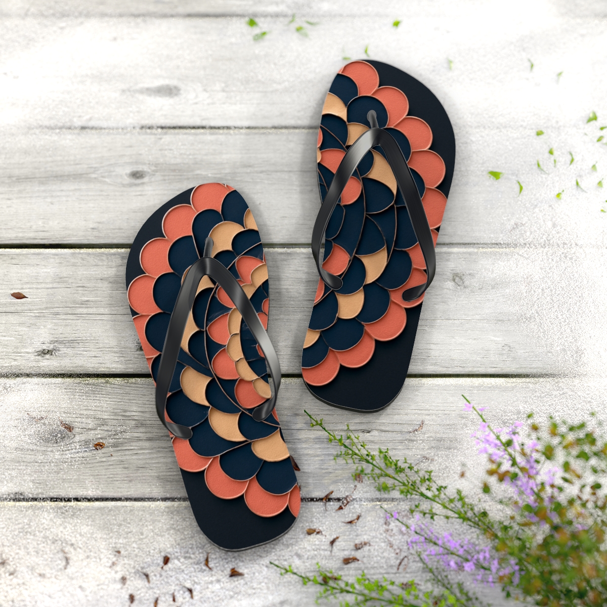 Ranunculus Spiral Pulse Array soft sole flip flops