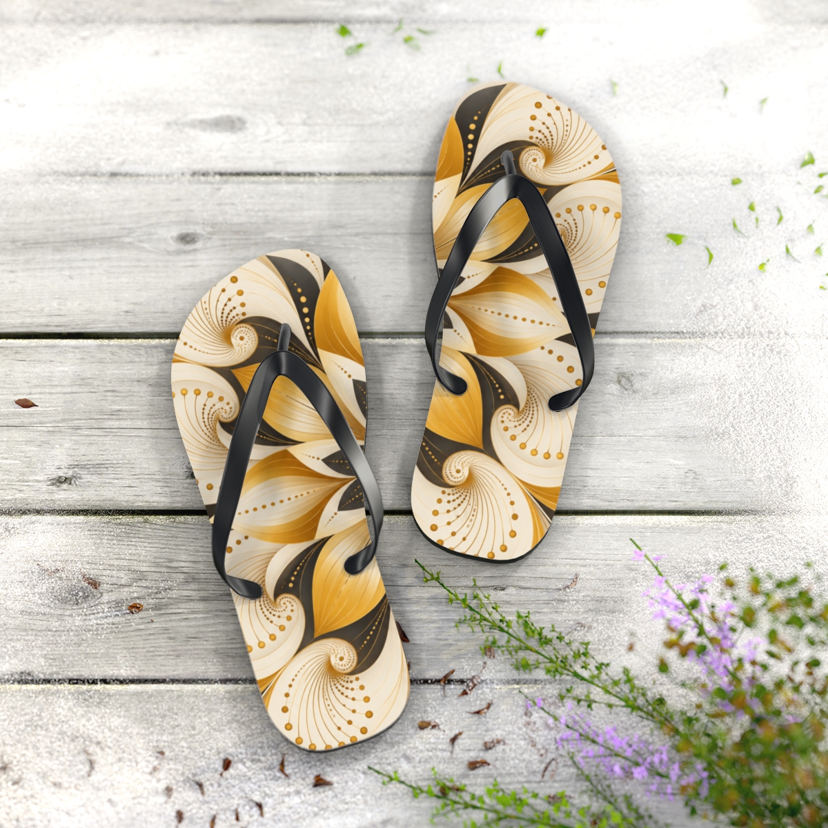 Saffron Corolla Pulse Matrix designer logo flip flops [AI-2e06fc13-ac9c17f6945b]