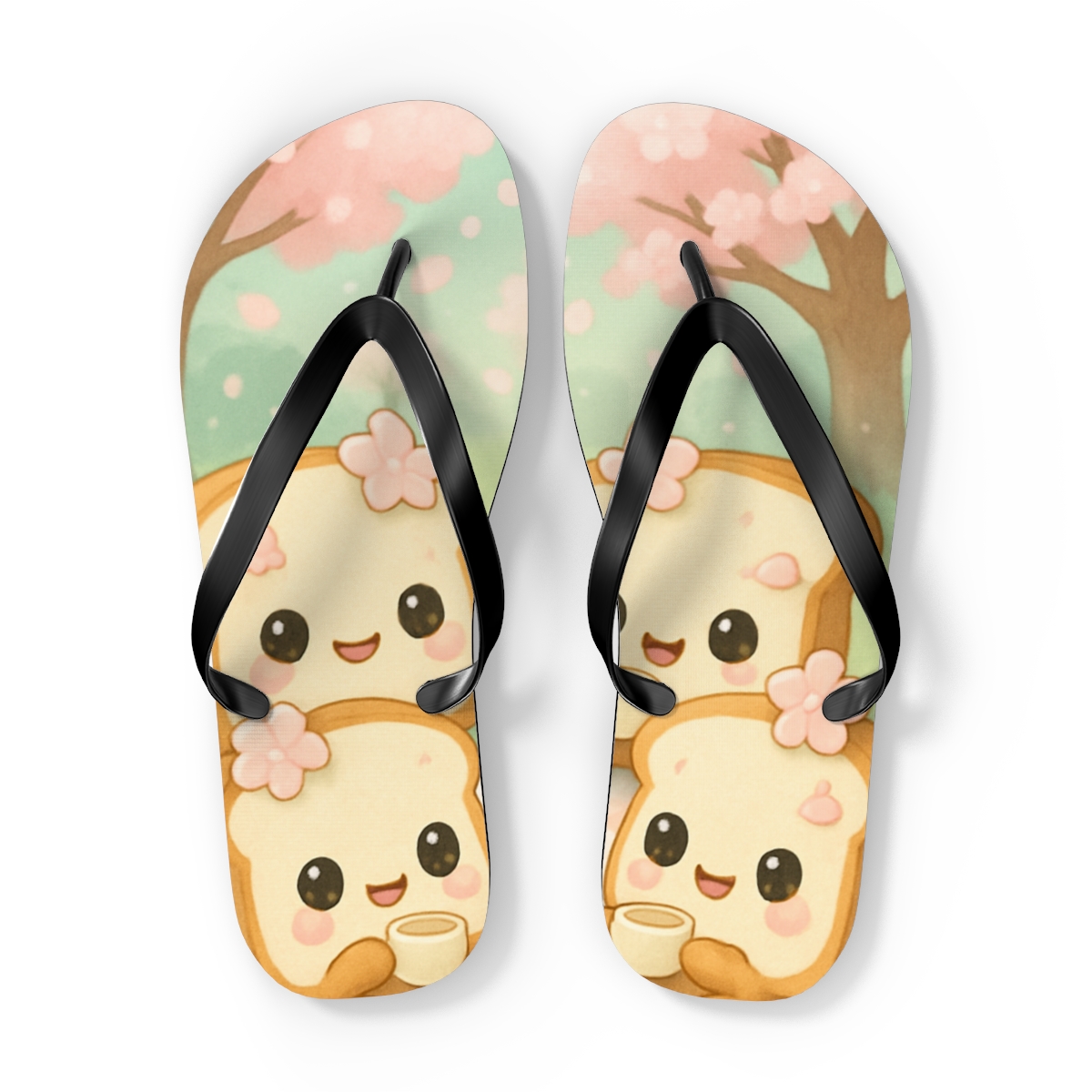 Sakura Toast Squad unique graphic flip flops