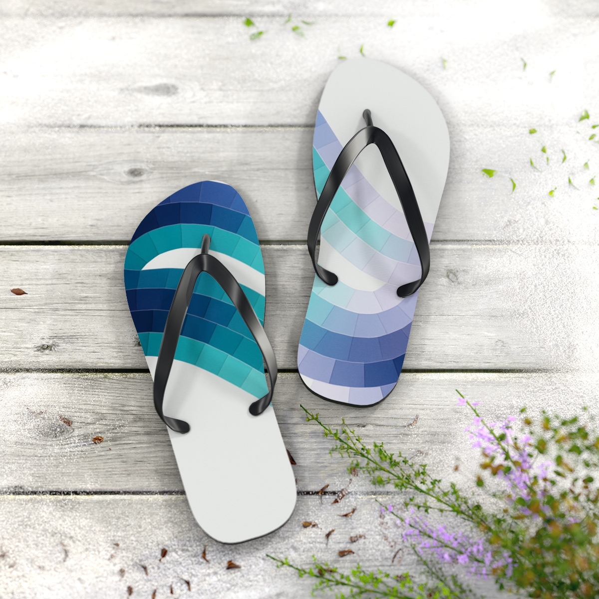 Segmented Arc Cascade personalized beach flip flops