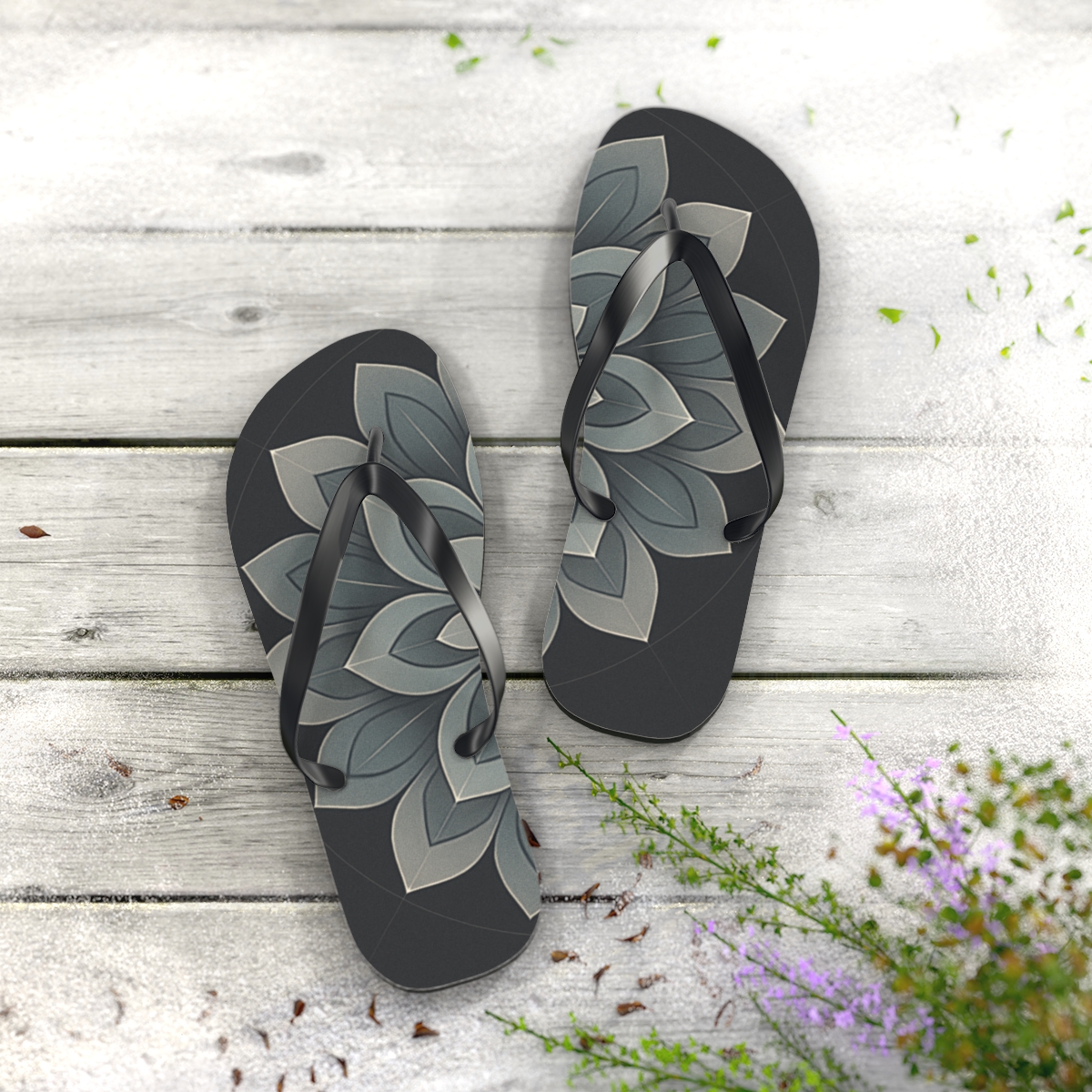 Silver Petal Echo Grid comfortable casual flip flops