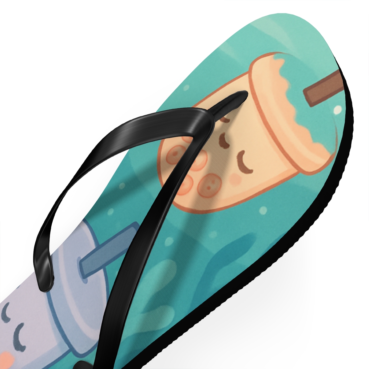 Sleepy Bubble Tea Sea Creatures personalized beach flip flops