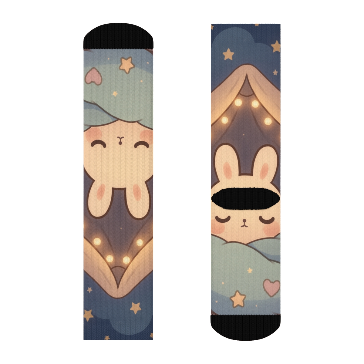 Sleepy Comet Bunny Blanket Fort custom socks