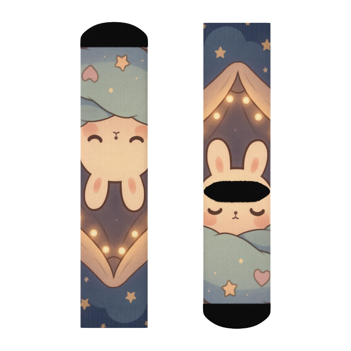 Sleepy Comet Bunny Blanket Fort custom socks