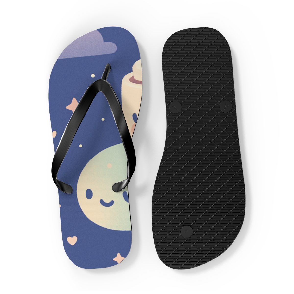 Sleepy Comet Cocoa Caravan unique graphic flip flops