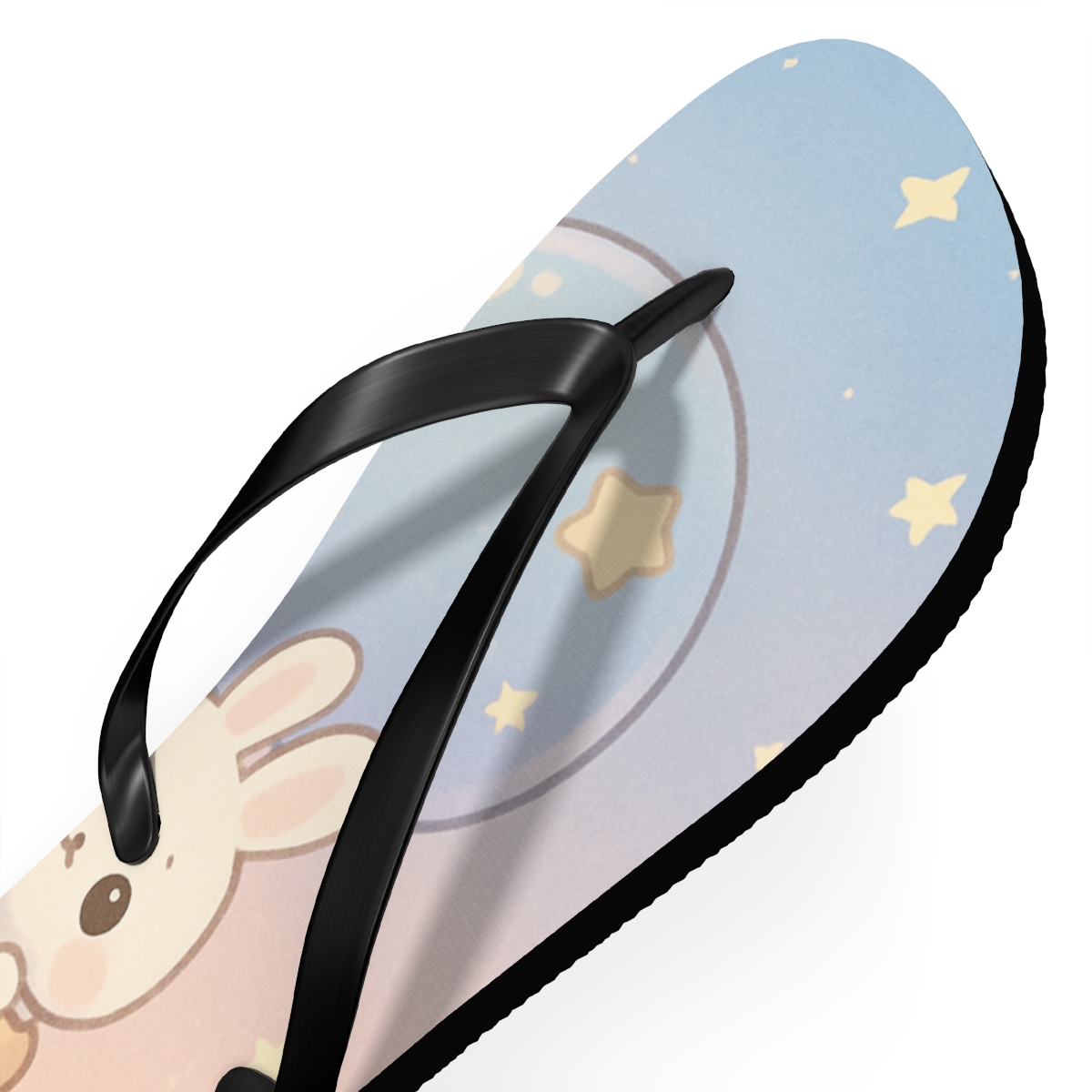 Sleepy Moon Bunny Balloon Ride custom flip flops