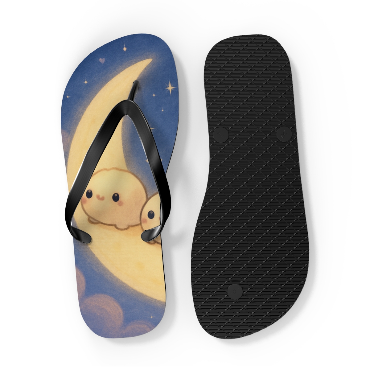 Sleepy Moon Dumpling Parade personalized beach flip flops