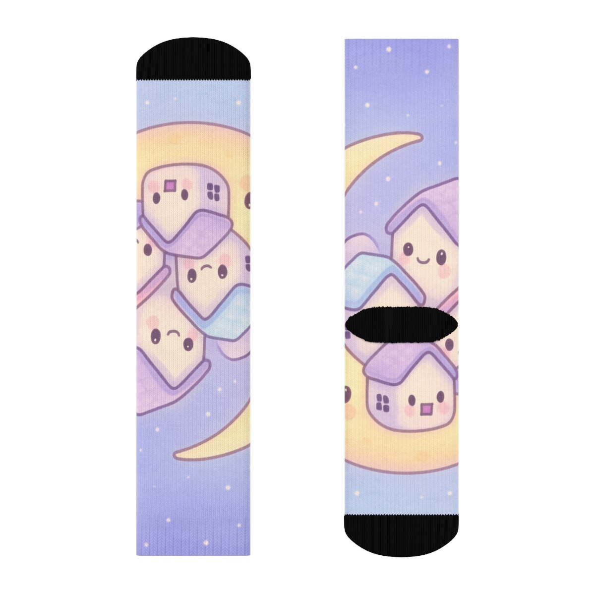 Sleepy Moon Marshmallow Village stylish patterned socks