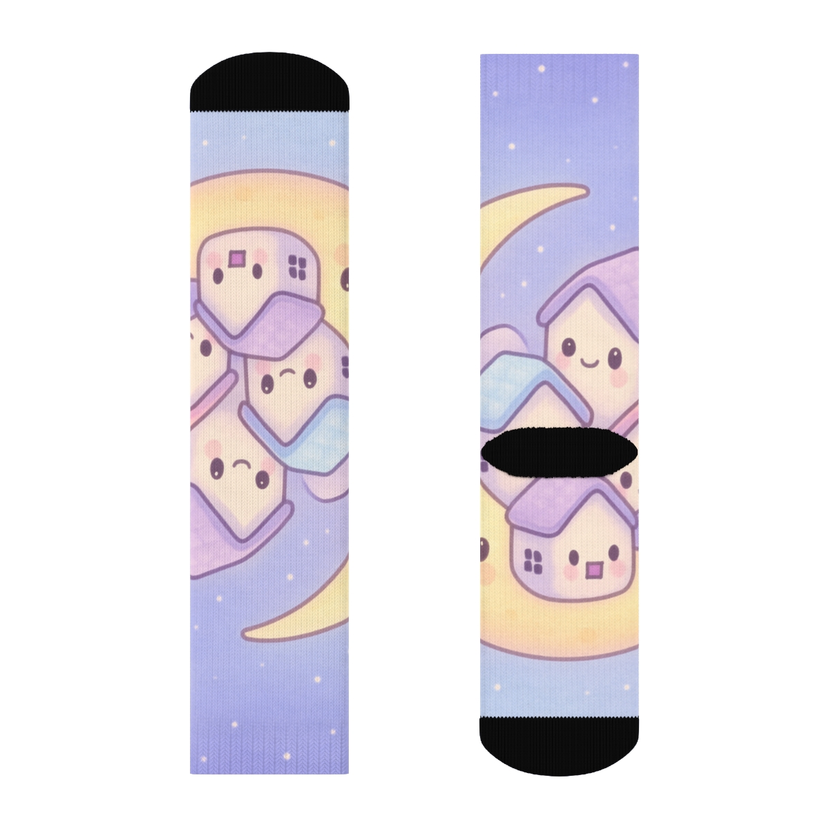 Sleepy Moon Marshmallow Village stylish patterned socks