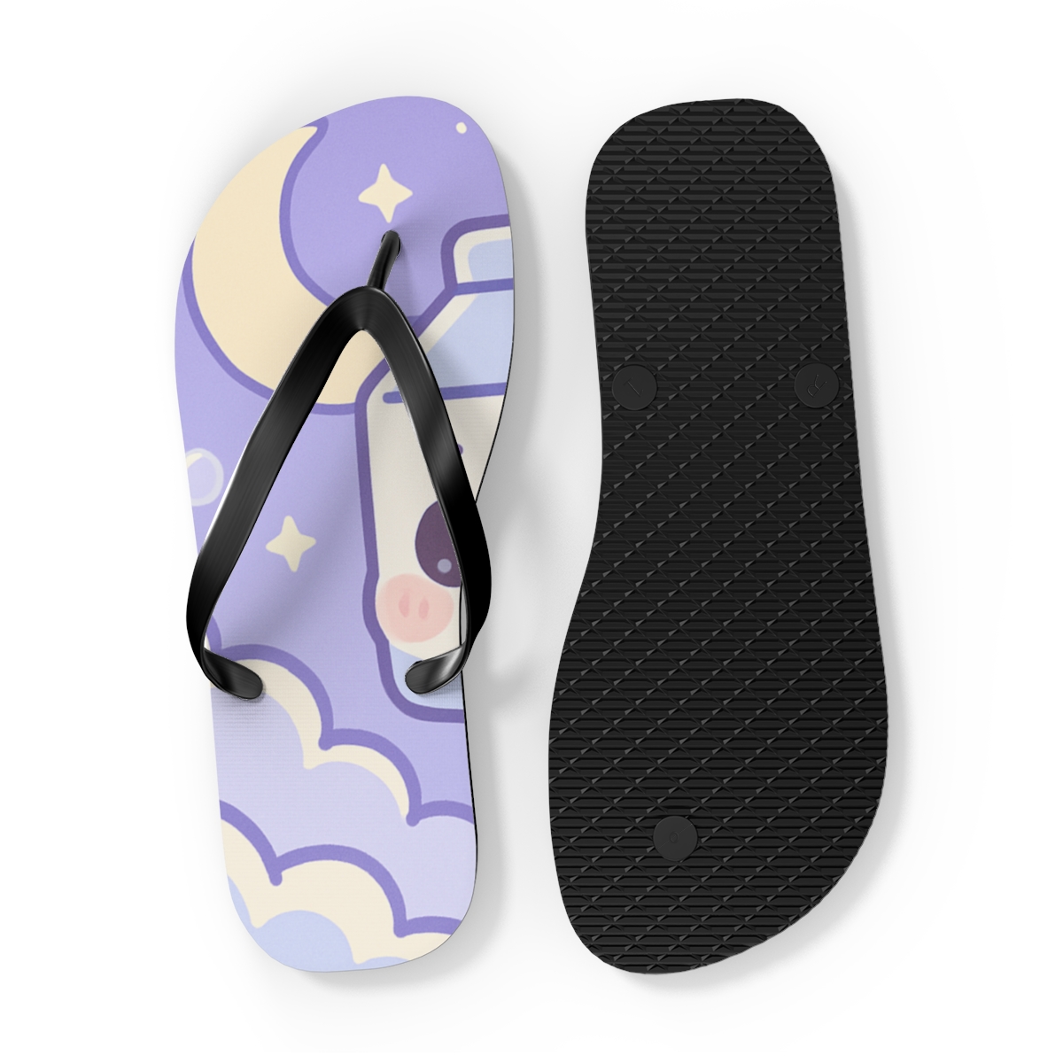 Sleepy Moon Milk Carton colorful rubber flip flops