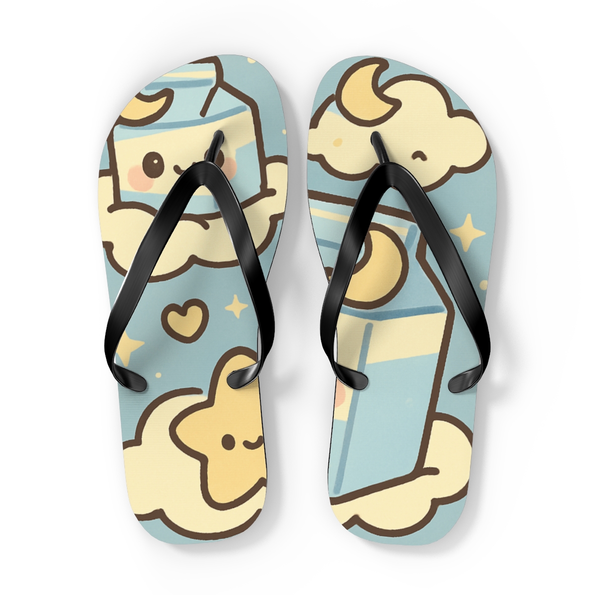 Sleepy Moon Milk Carton Crew trendy printed flip flops