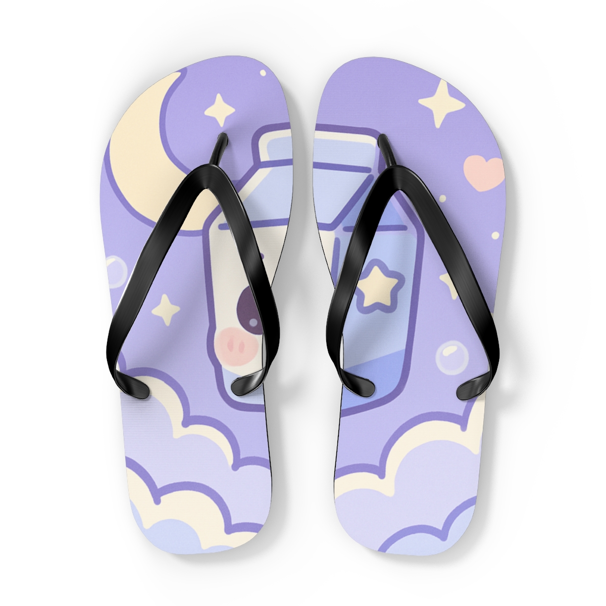 Sleepy Moon Milk Carton colorful rubber flip flops