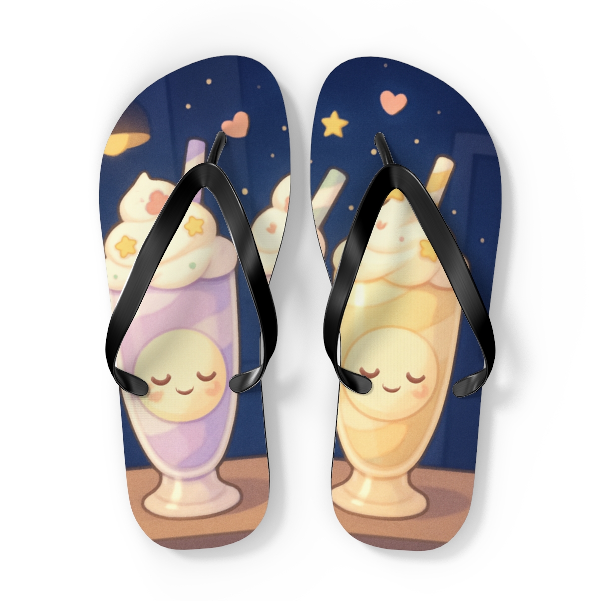 Sleepy Moon Milkshakes trendy printed flip flops