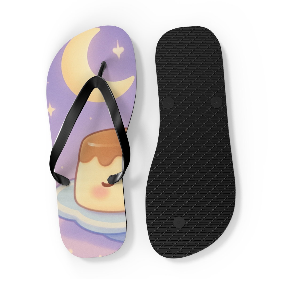 Sleepy Moon Pudding Pals trendy printed flip flops