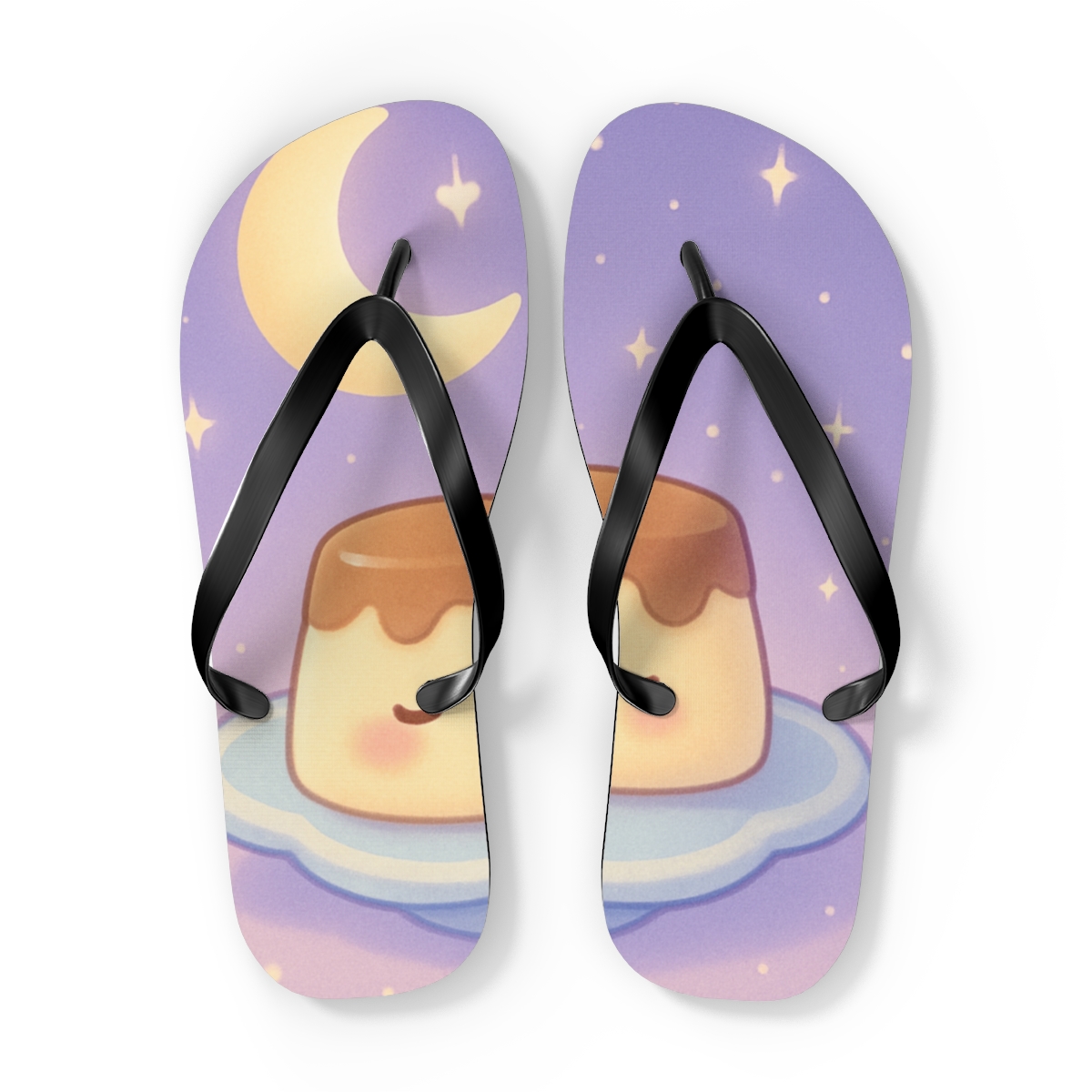 Sleepy Moon Pudding Pals trendy printed flip flops