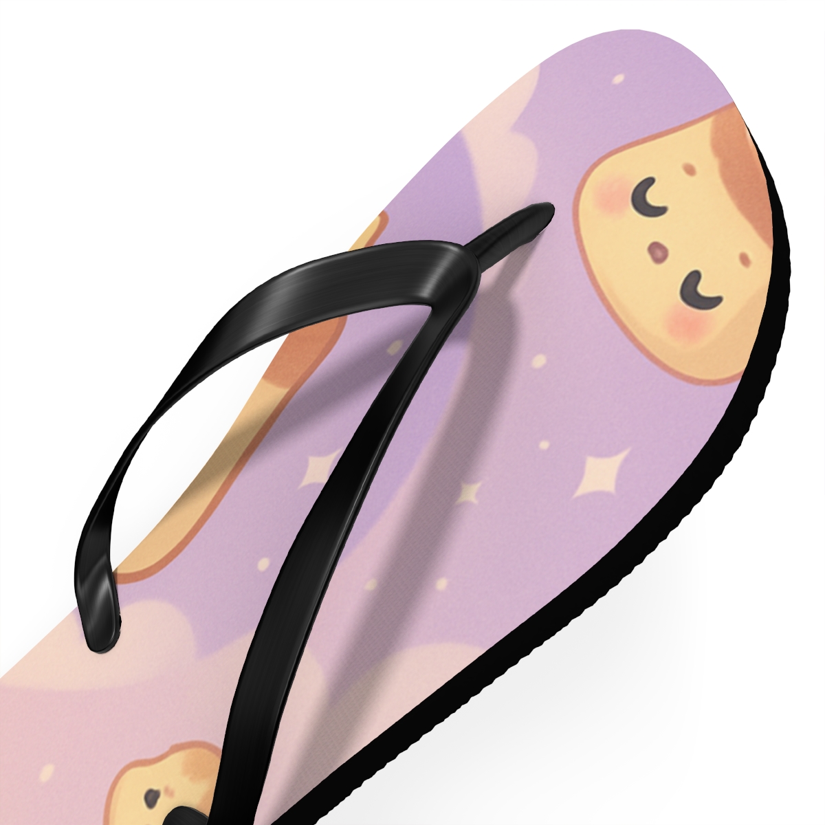 Sleepy Moon Pudding Patrol colorful rubber flip flops