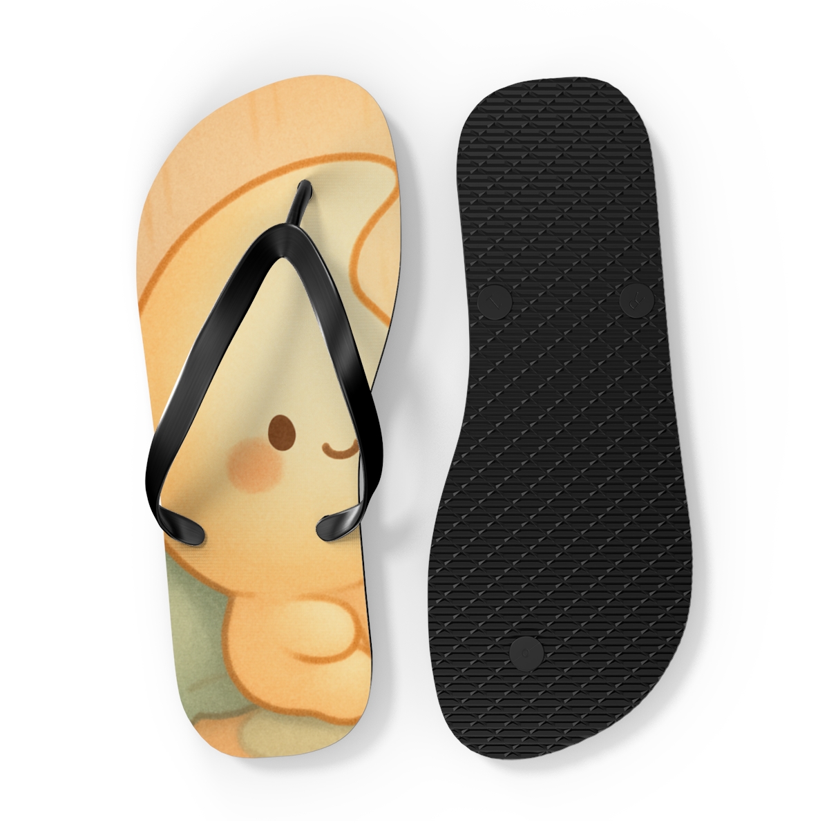 Sleepy Moon Tea Time Buddies designer logo flip flops