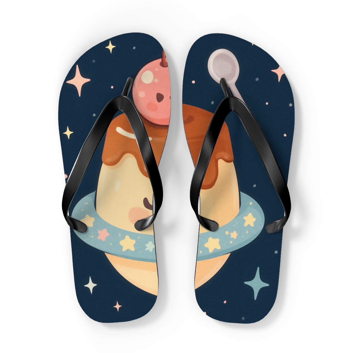 Sleepy Planet Pudding colorful rubber flip flops