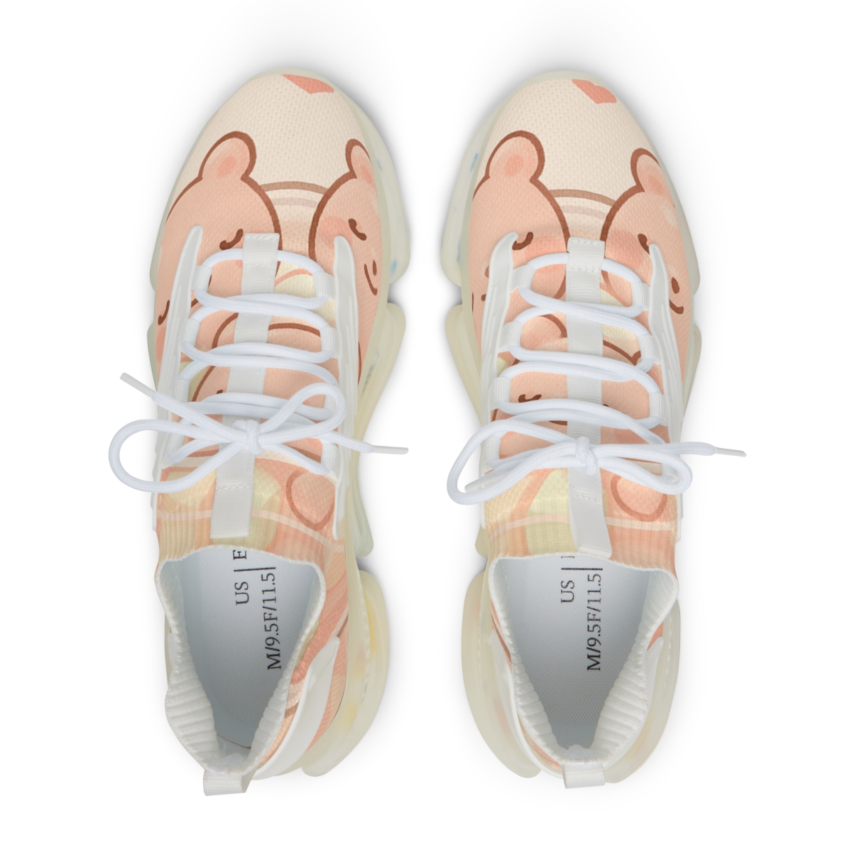 Sleepy Strawberry Milk Bears unique printed sneakers