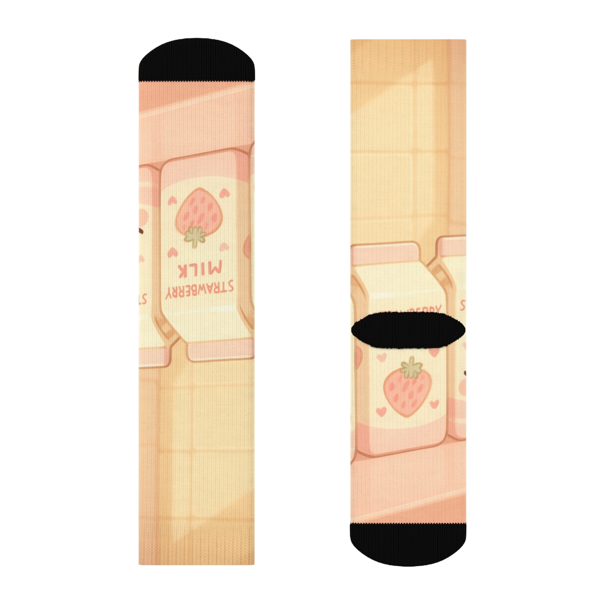 Sleepy Strawberry Milk Cartons personalized cozy socks