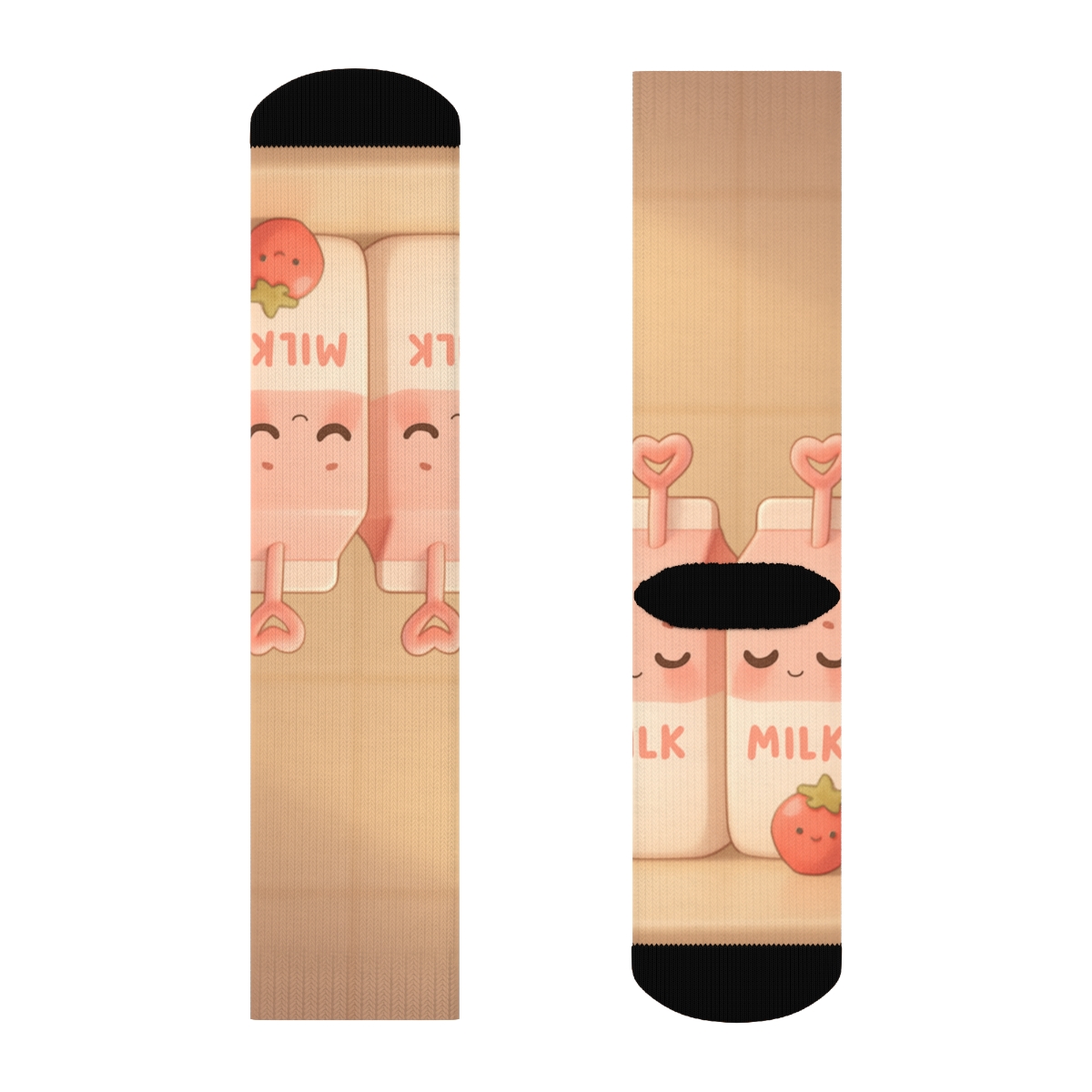 Sleepy Strawberry Milk Cartons trendy colorful socks