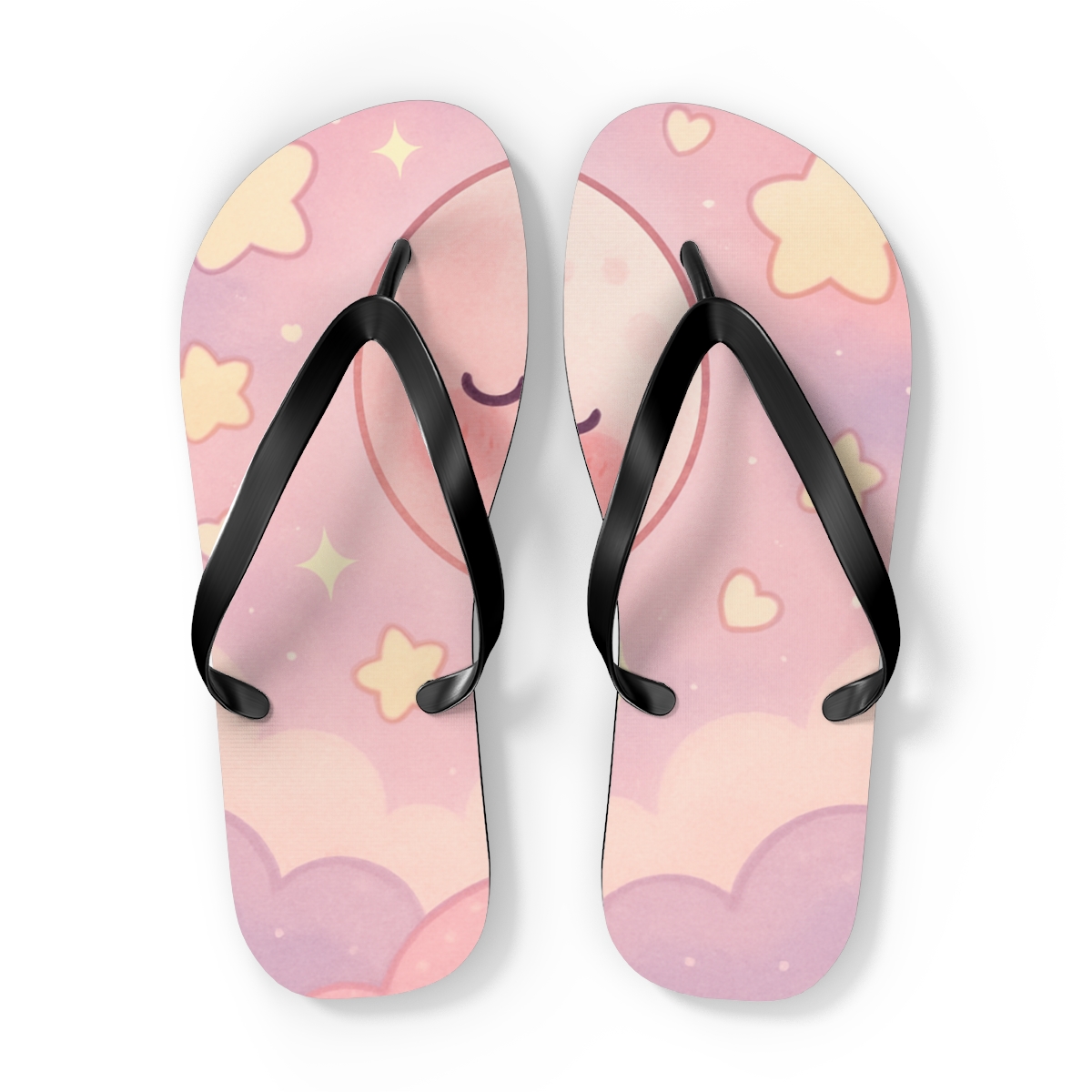 Sleepy Strawberry Milk Moon designer logo flip flops