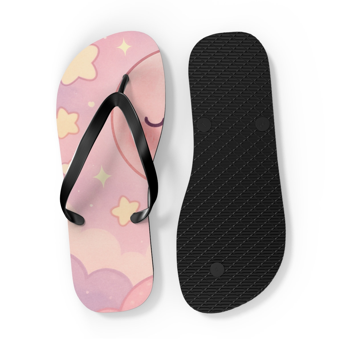 Sleepy Strawberry Milk Moon designer logo flip flops