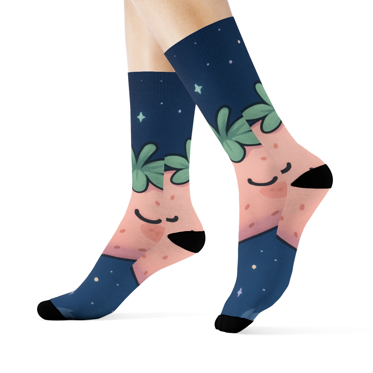 Sleepy Strawberry Stardust comfortable cotton socks