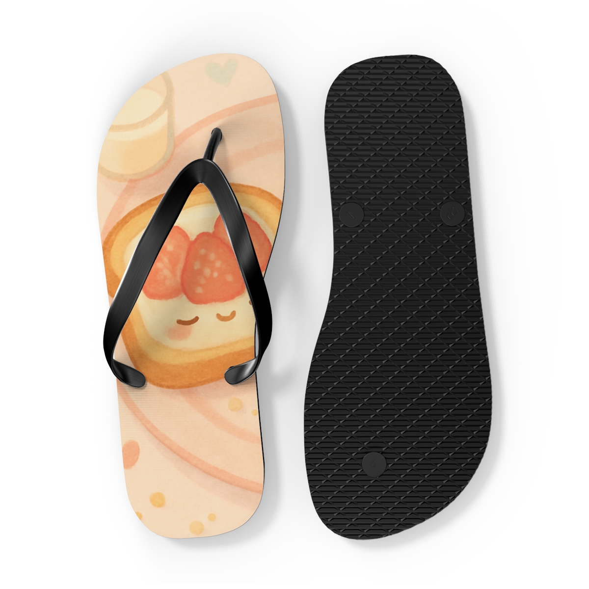 Sleepy Strawberry Toast Friends comfortable casual flip flops