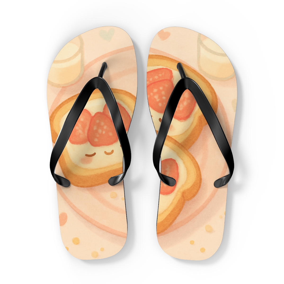 Sleepy Strawberry Toast Friends comfortable casual flip flops
