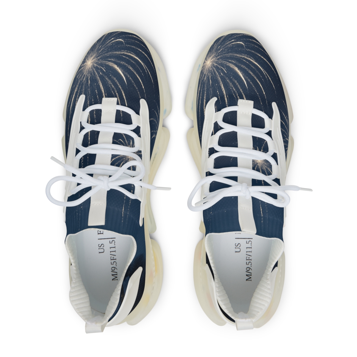 Snowlit Midnight Fireworks unique printed sneakers