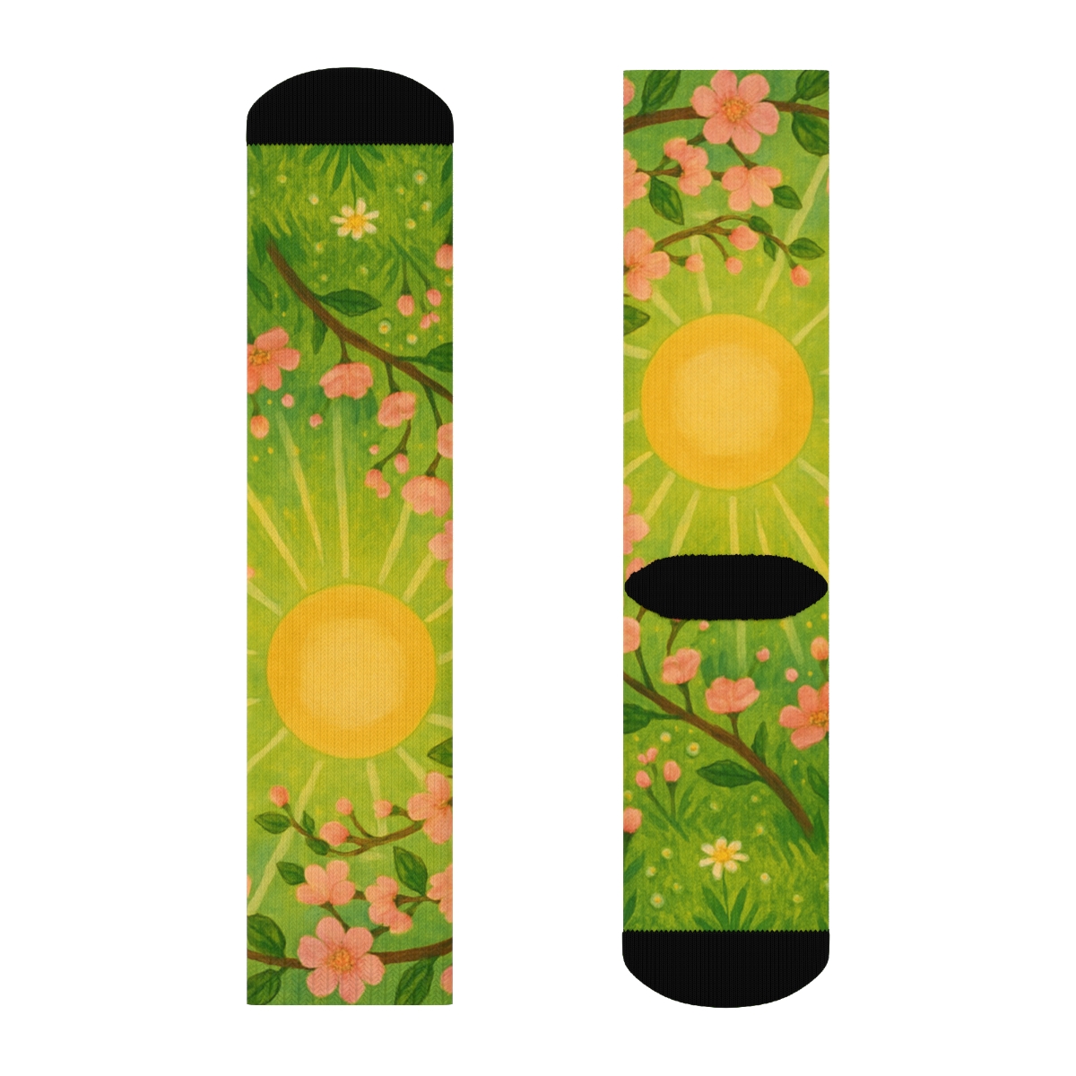 Solar Spring Equinox Garden unique printed socks
