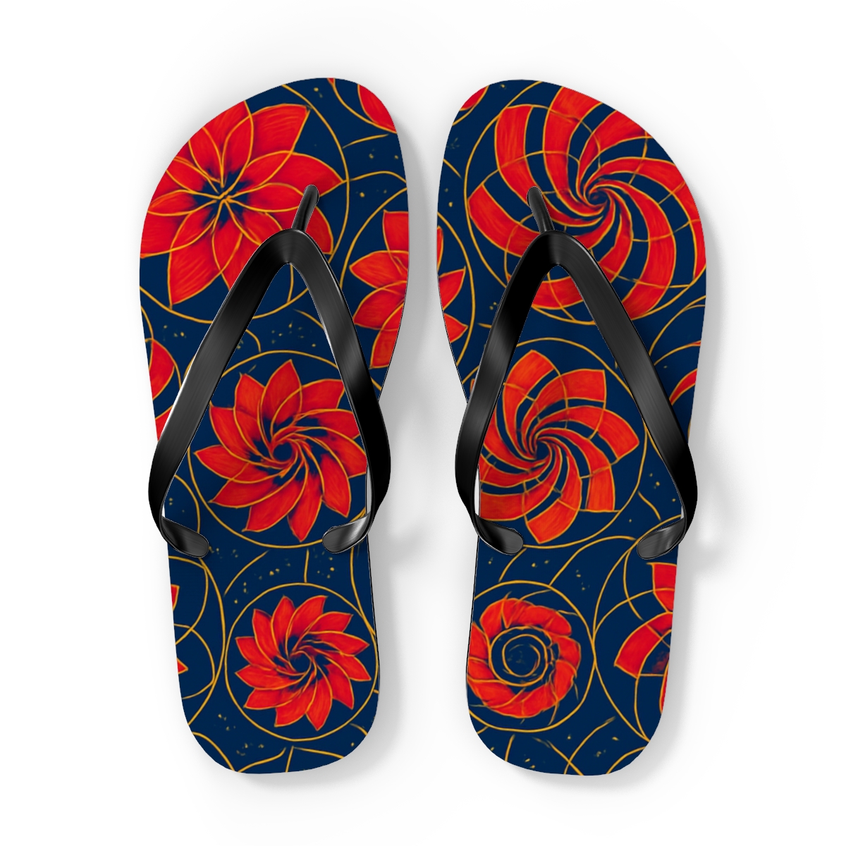 Spiral Blossom Fractal Array soft sole flip flops