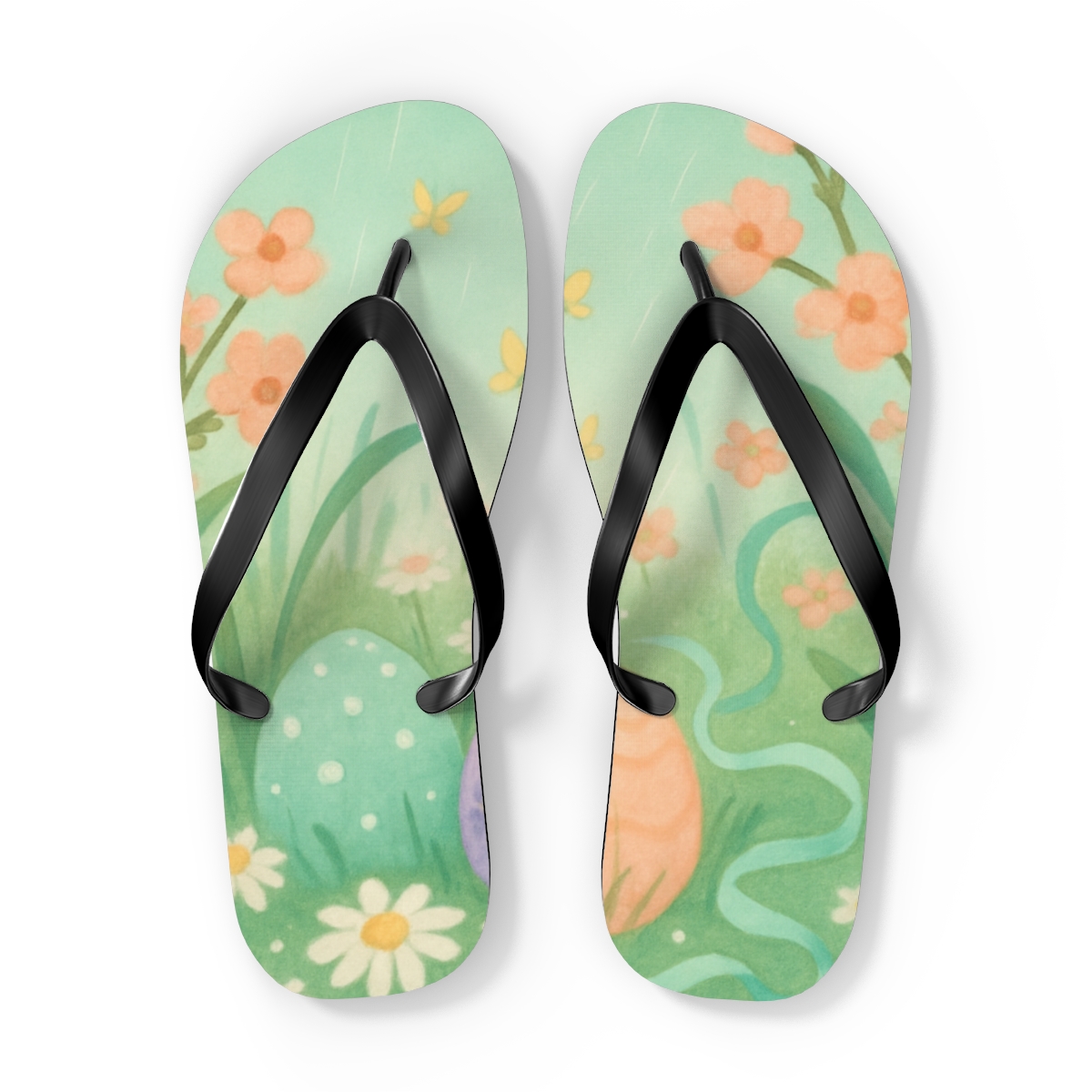 Spring Egg Hunt Meadow Ribbons soft sole flip flops