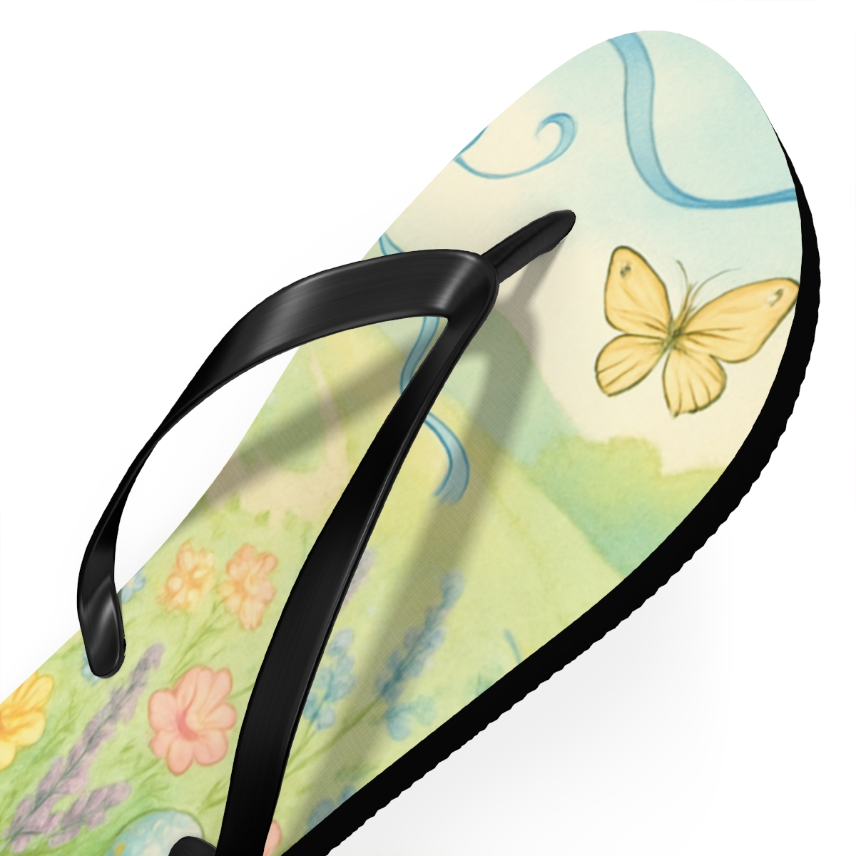 Spring Egg Hunt Meadow Whimsy soft sole flip flops
