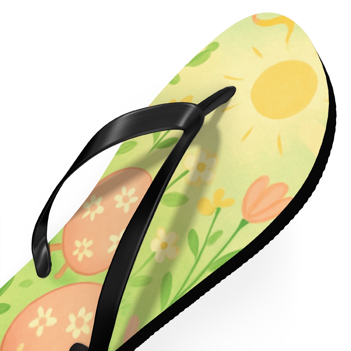 Spring Egg Meadow Parade designer logo flip flops