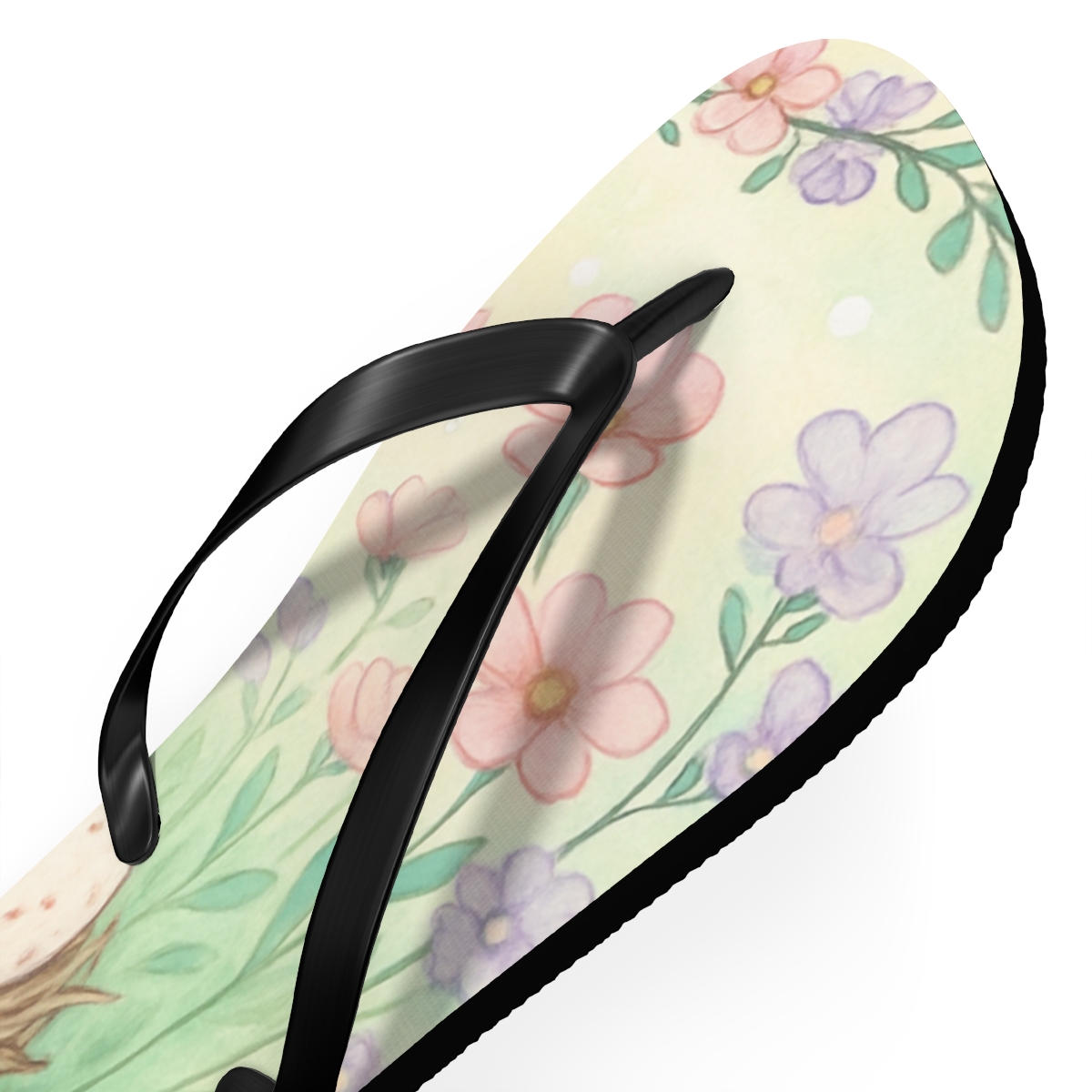 Spring Eggshell Nebula Garden colorful rubber flip flops