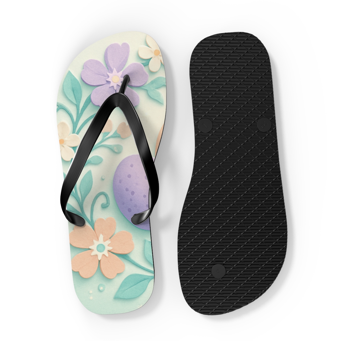 Spring Eggshell Nebula Garden unique graphic flip flops