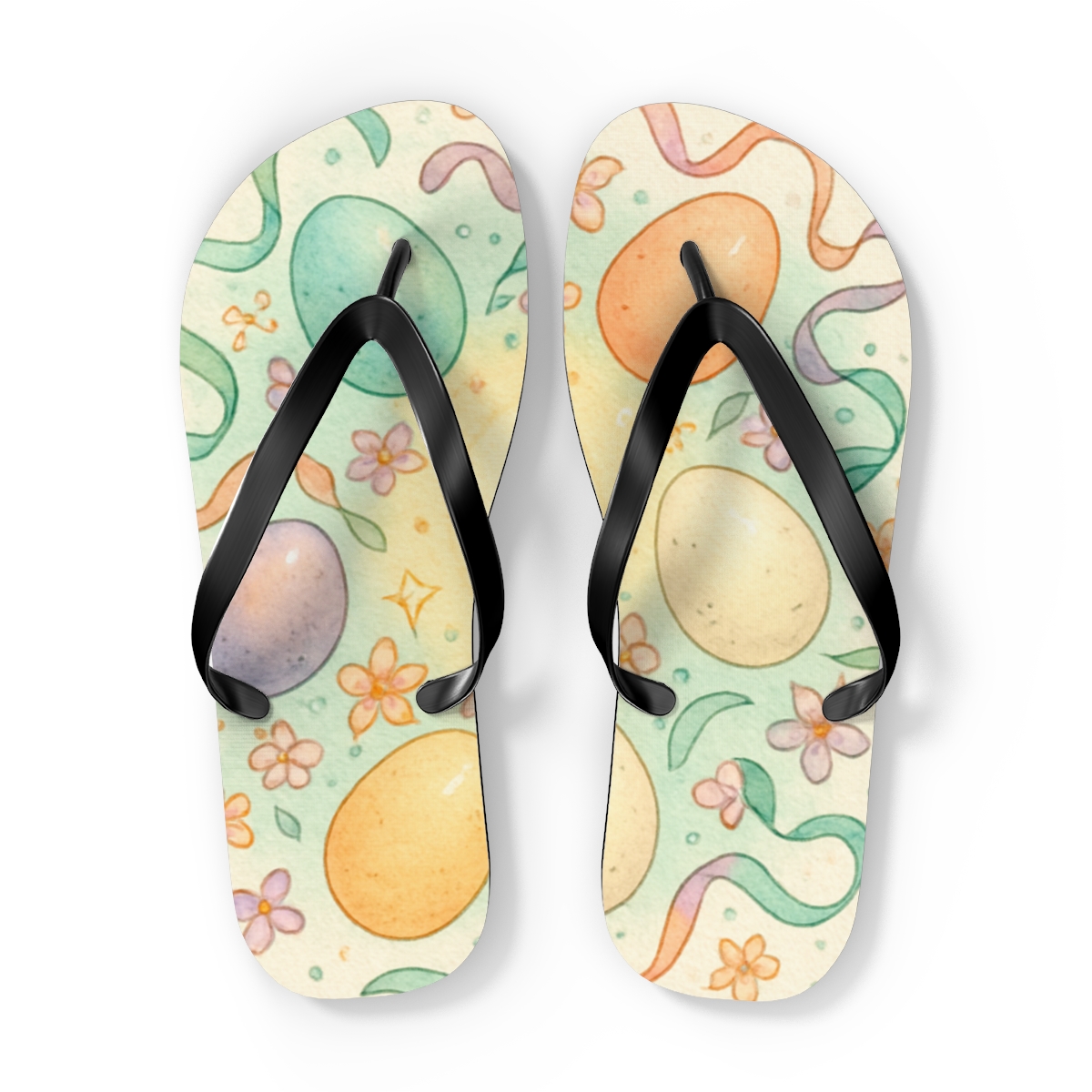 Spring Eggshell Nebula Parade custom flip flops