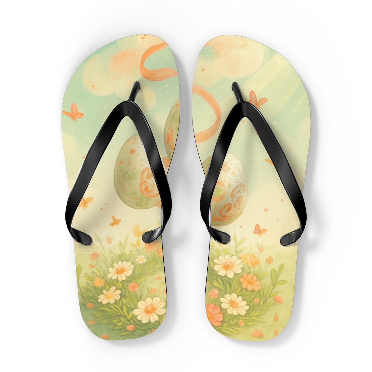 Spring Equinox Egg Nebula soft sole flip flops