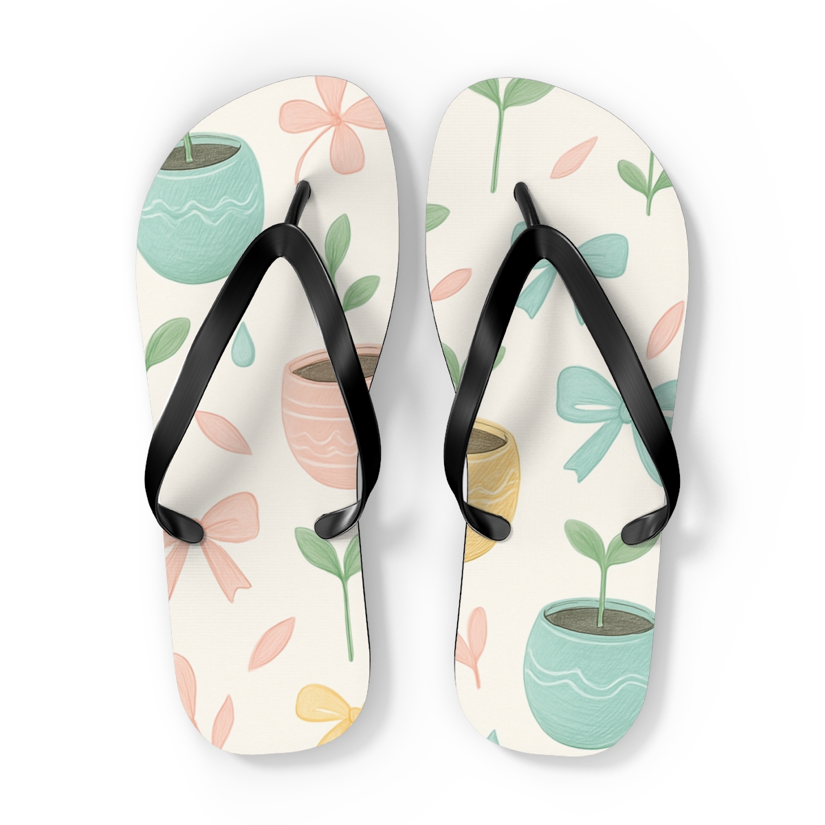 Spring Equinox Eggshell Garden Pattern trendy printed flip flops
