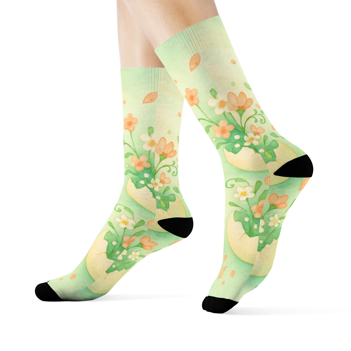 Spring Equinox Eggshell Nebula Garden unique printed socks
