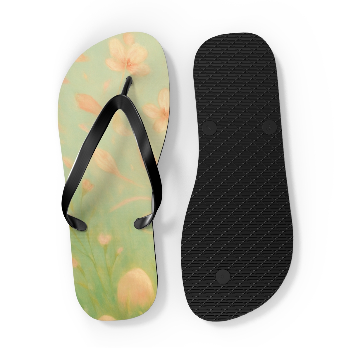 Spring Equinox Petal Drift colorful rubber flip flops