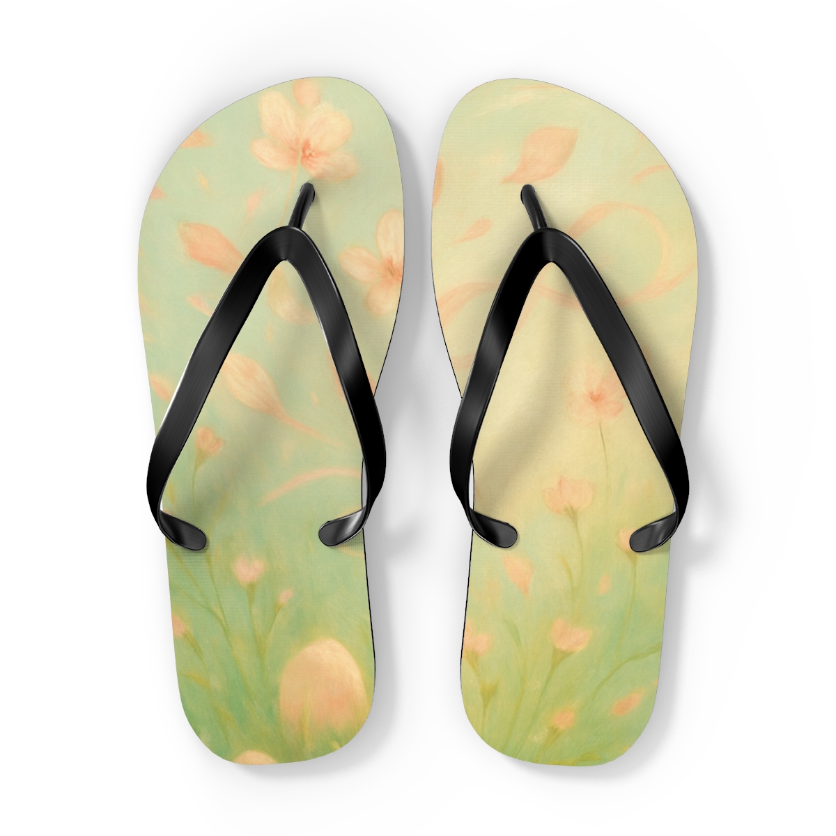 Spring Equinox Petal Drift colorful rubber flip flops