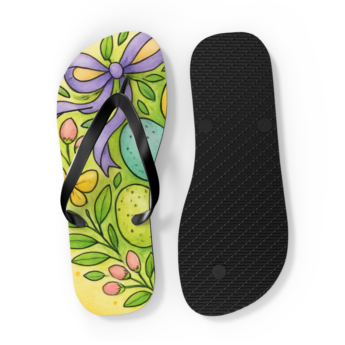 Spring Equinox Ribbon Egg Garden unique graphic flip flops