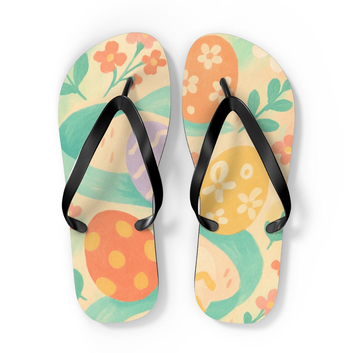 Spring Equinox Ribbon Egg Parade unique graphic flip flops