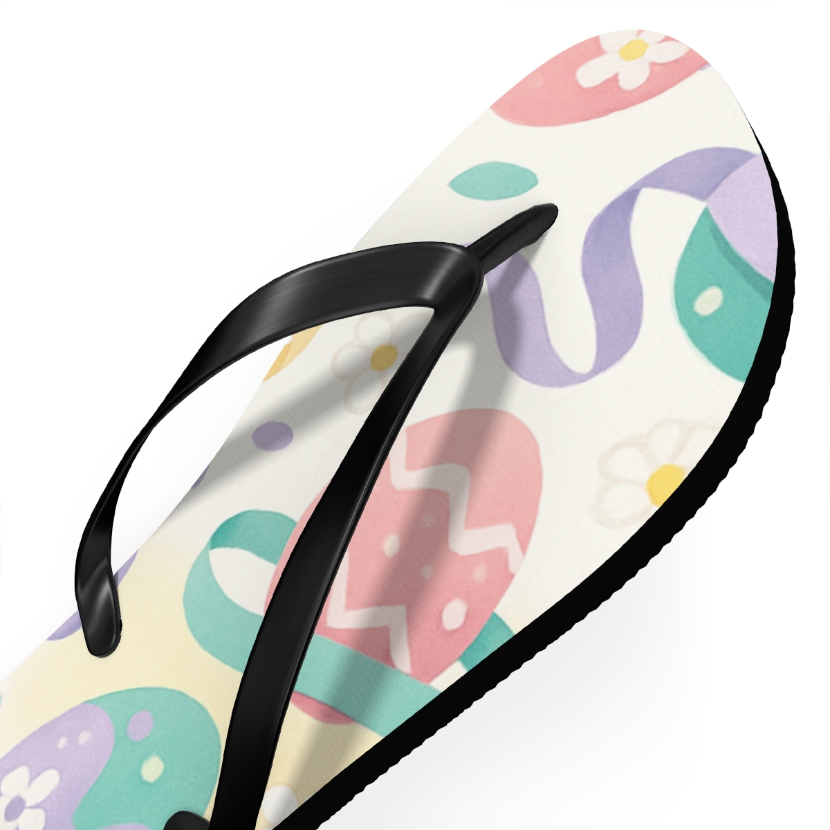 Spring Equinox Ribbon Egg Pattern unique graphic flip flops