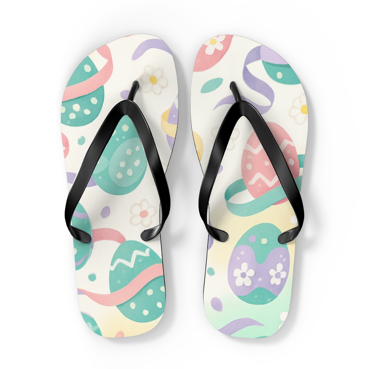 Spring Equinox Ribbon Egg Pattern unique graphic flip flops