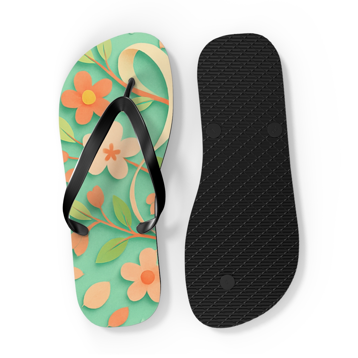 Spring Equinox Ribbon Garden unique graphic flip flops