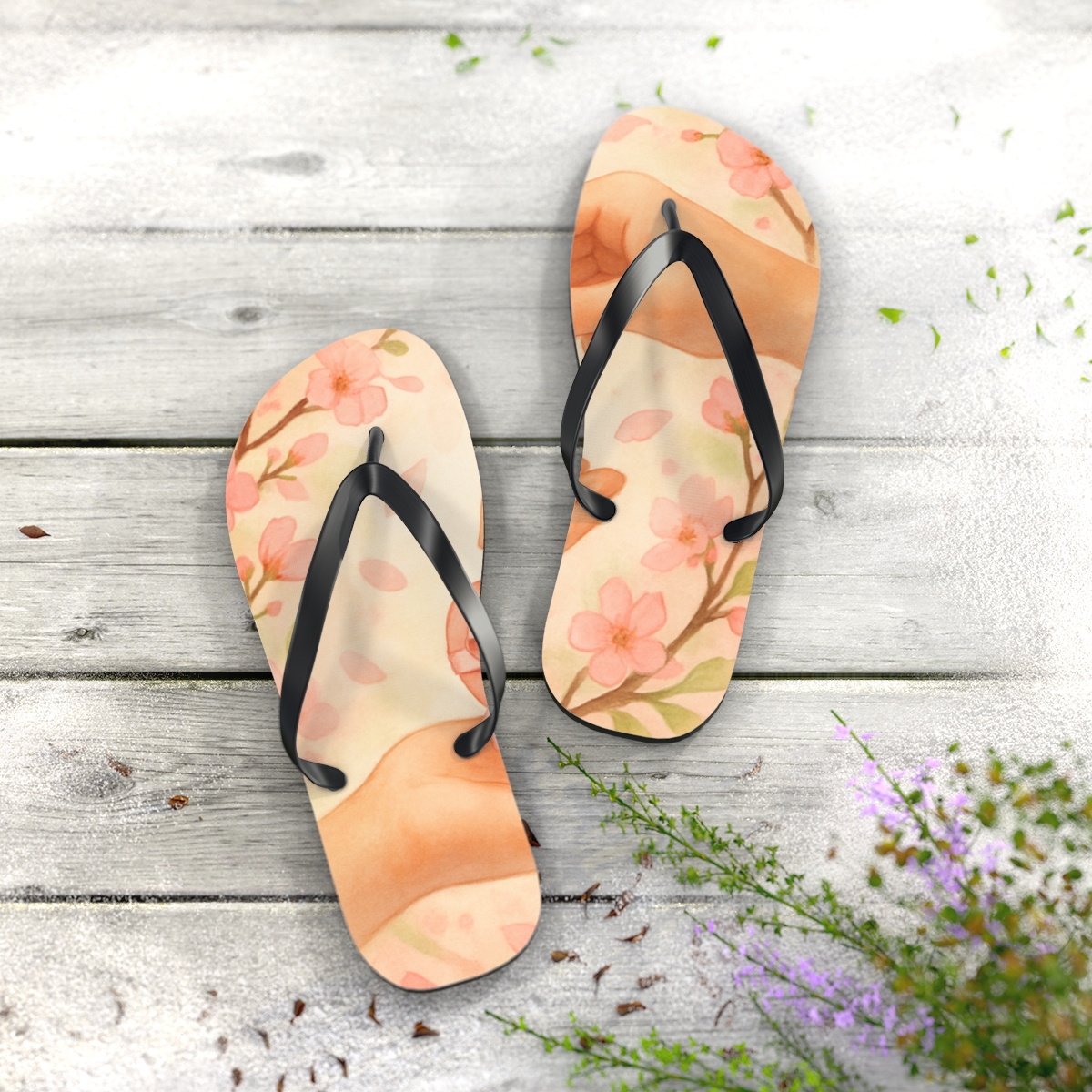 Spring Heart Blossom Exchange custom flip flops